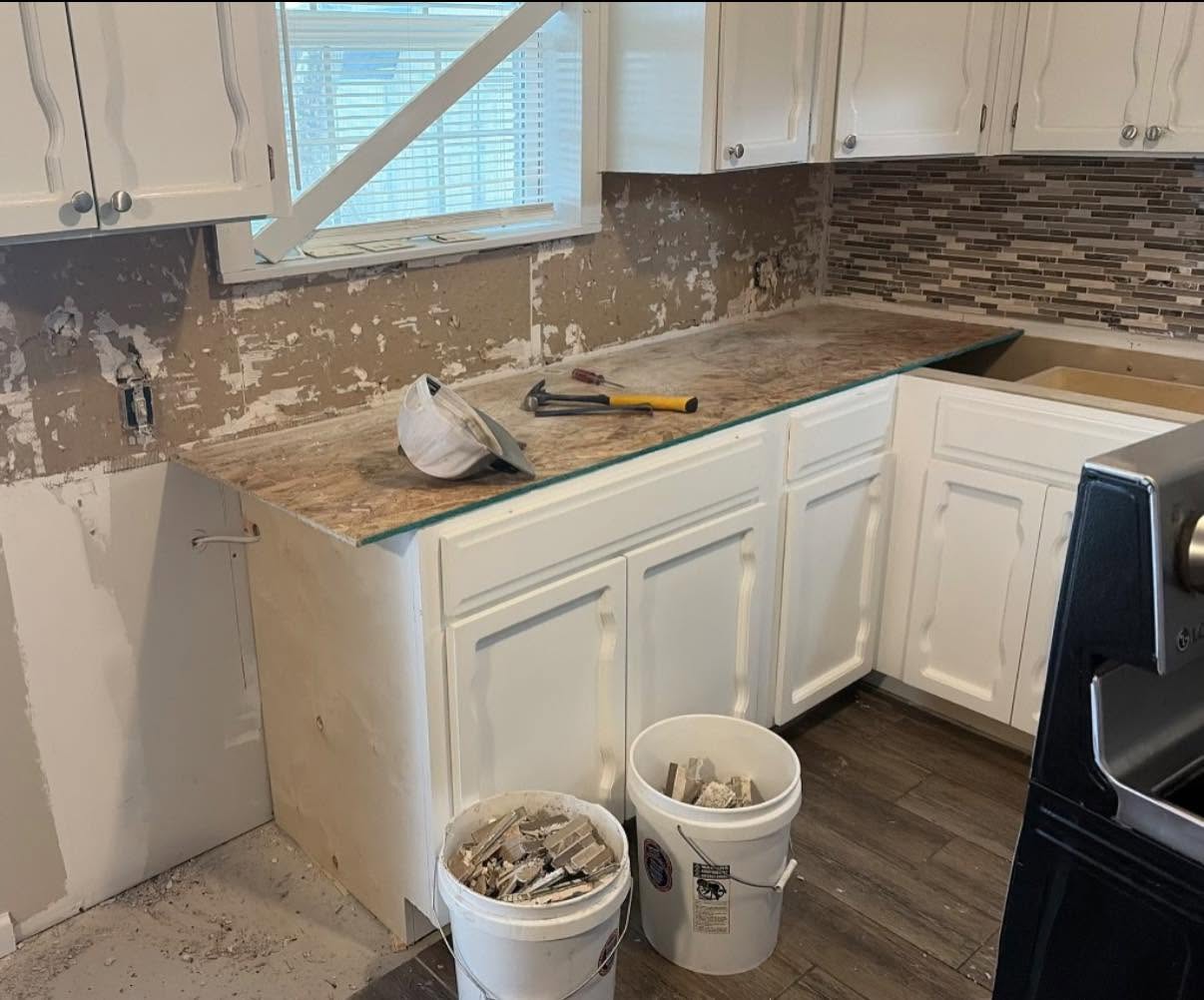 Kitchen before backsplash and counter work